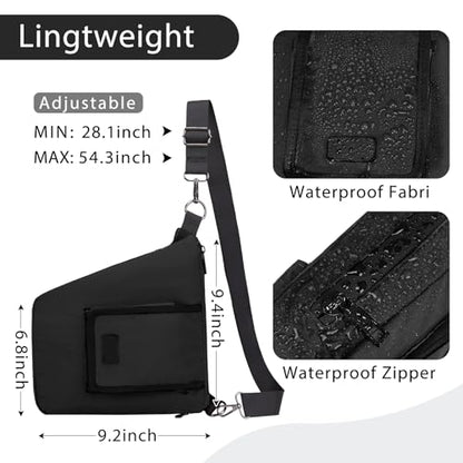 Janhavi Anti Theft Crossbody Sling Bag Travel Waterproof Shoulder Pack with RFID Blocking，EDC Bag for Outdoor Sport - color: Black