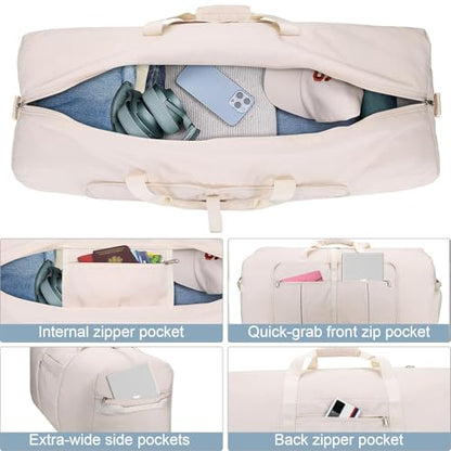 100L EXTRA LARGE Foldable Waterproof Travel Duffle Bag for Men and Women - color: Beige, size: 100L
