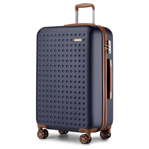 Kono 28 Inch Hard Shell Checked Luggage, 4 Spinner Wheels Suitcase, Navy - color: Navy, size: Checked-Large 28-Inch