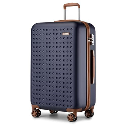 Kono 28 Inch Hard Shell Checked Luggage, 4 Spinner Wheels Suitcase, Navy - color: Navy, size: Checked-Large 28-Inch