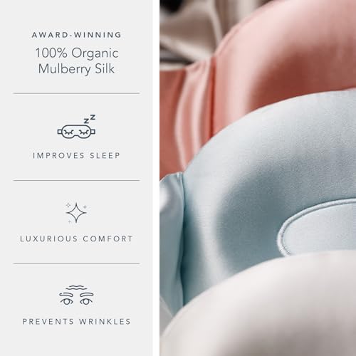 Fishers Finery 25 Momme 100% Organic Mulberry Silk 3D Sleep Eye Mask - Adjustable Elastic, Lash Extension Friendly, Zero Eye Pressure Blackout Blindfold (Misty Blue) - color: Misty Blue