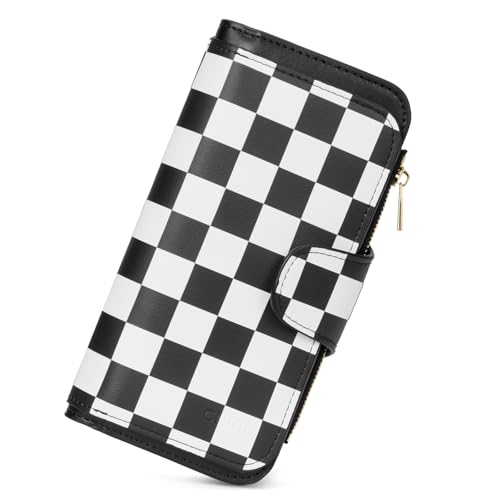 CLUCI RFID Wallet for Women Bifold Wallet with ID Window - color: Checkerboard