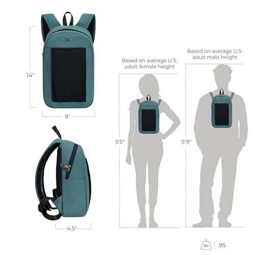 Travelon Anti-Theft The Voyages Small Backpack with XL Water Bottle Pocket - color: Slate Blue