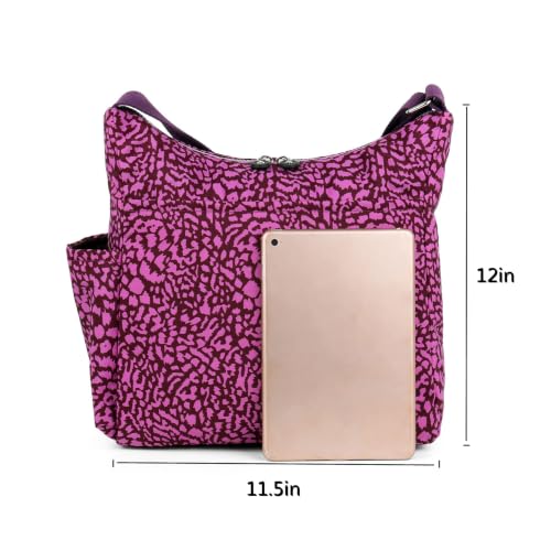 MHCNLL Women's Nylon Crossbody Purse, Anti-Theft RFID Lightweight - color: Leopard Print