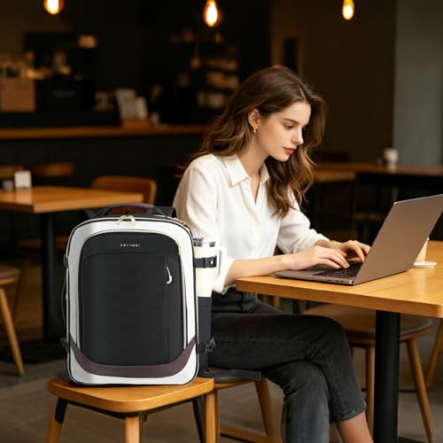KROSER Laptop Backpack Computer Backpack 17 Inch Men-Beige/Black/Coffee - color: Beige/Black/Coffee