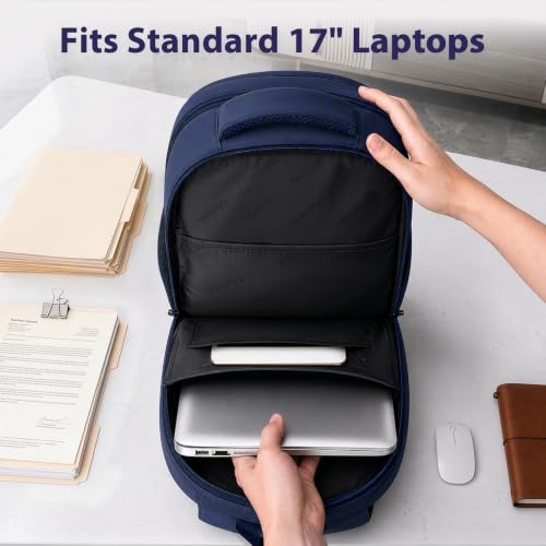 MATEIN Travel Backpack for Men with Anti Theft Pocket, TSA Friendly Bag - color: Dark Blue Brown, size: 17 Inch