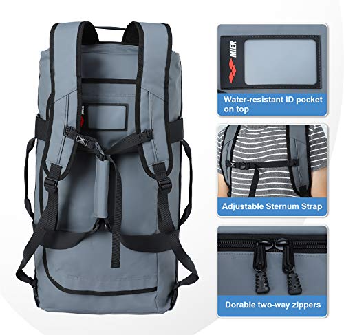 MIER 40L/60L/90L Water Resistant Backpack Duffel, Heavy Duty Duffle Bags - color: Gray, size: 90l