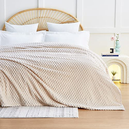 EXQ Home Beige Soft Fleece King Blanket Cozy Throw for Bed,Turtle Shell - color: Beige, size: King