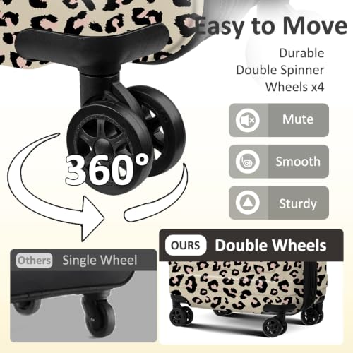 Luggage 2 Piece (20in/24in) Expandable Luggage with Spinner Wheels,Cheetah - color: Cheese Leopard, size: 2 Set (20/24In)