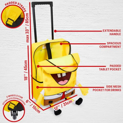 Get Trend SpongeBob Squarepants 3D Rolling Luggage with Wheels, 18” - color: Yellow SpongeBob