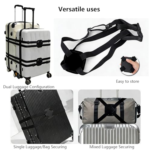 Luggage Straps Bag Bungee,Luggage Straps for Suitcases,Suitcase Straps,Elastic Strap,Ajustable Elastic Bungee Belt 2 Pack,Add a Bag Easy to Travel Suitcase,Travel Suitcase Bag Accessories.(Black) - color: 2Pcs Black