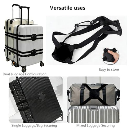 Luggage Straps Bag Bungee,Luggage Straps for Suitcases,Suitcase Straps,Elastic Strap,Ajustable Elastic Bungee Belt 2 Pack,Add a Bag Easy to Travel Suitcase,Travel Suitcase Bag Accessories.(Black) - color: 2Pcs Black