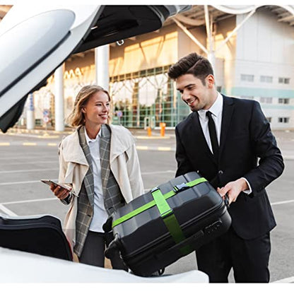 2 PCS Luggage Strap 78" x 2" Suitcase Belts Wide Adjustable Packing Straps Travel Accessories, Green - color: 2pcs Green