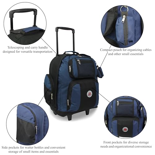 World Traveler Transworld 22-Inch Carry-On Rolling Backpack - BlackNavy - color: Blacknavy