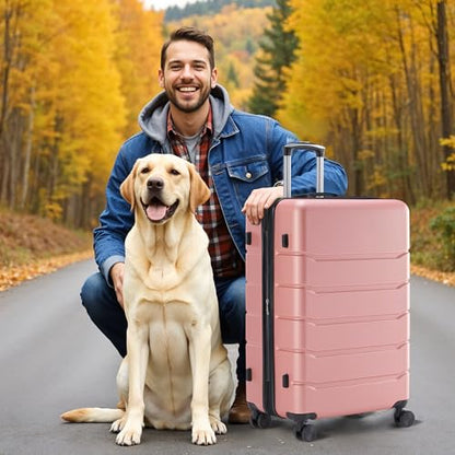 Simple Deluxe 20 Inch Hardside Carry On Luggage, Suitcase with Double Spinner Wheels & TSA Lock, Hard Shell Suitcase, Expandable Rolling Lightweight Luggage, Pink - color: Pink, size: 20 inch