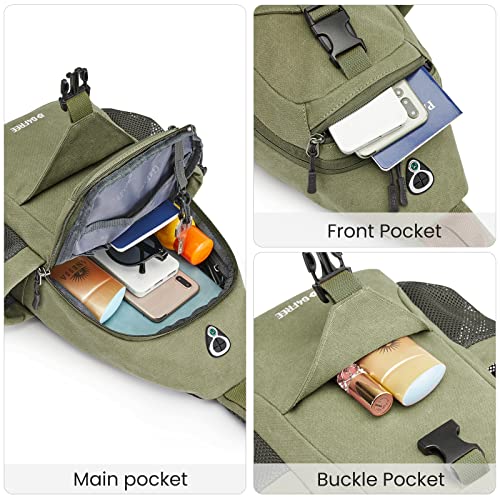 G4Free Canvas Crossbody Sling Bag with RFID Blocking for Women Men - color: Army Green