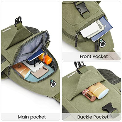G4Free Canvas Crossbody Sling Bag with RFID Blocking for Women Men - color: Army Green