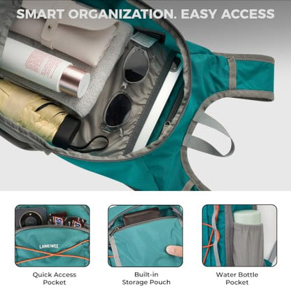Small Hiking Backpack 13L Lightweight Foldable Travel Daypack for Men Women - color: Teal Blue