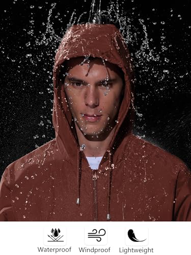 UIQUR Mens Rain Jacket Raincoat Waterproof Windbreaker - color: Red, size: XX-Large