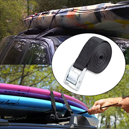 Cartman 1 in x 12 ft Lashing Straps, 16 Pack, 600 lb Break Strength, Black - color: Black, size: 16 PK