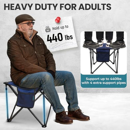FUNDANGO 2 Pack Camping Stool Padded 18.1in 440Lbs Folding Foot Rest - color: Blue Ultimate-2 Pack