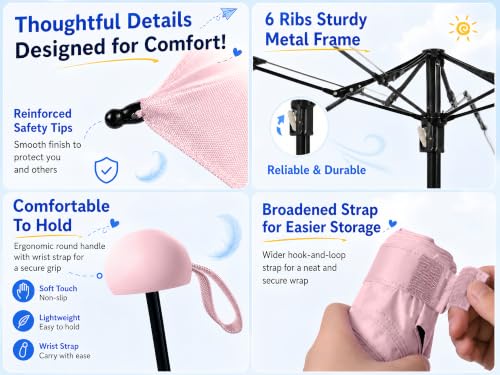 BAODINI Mini Travel Umbrella with UV Sun Protection, Compact Pocket-Size - color: D-1 Pack Pink