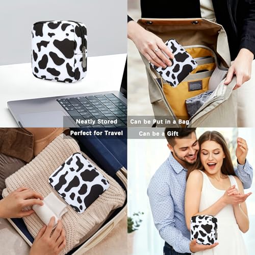 Electronics Travel Organizer, Small Tech Pouch for Cables & Chargers - color: Cow
