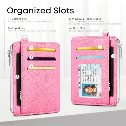 Pink Credit Card Holder Small Wallet for Women - color: Pink