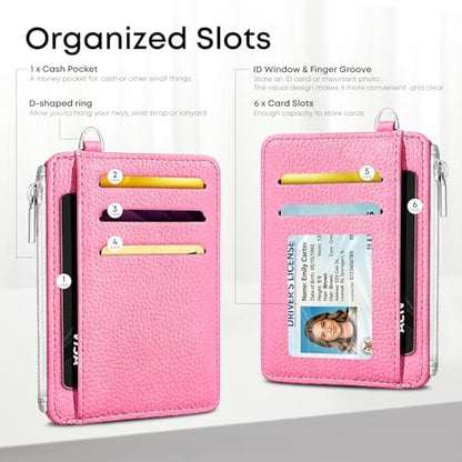 Pink Credit Card Holder Small Wallet for Women - color: Pink