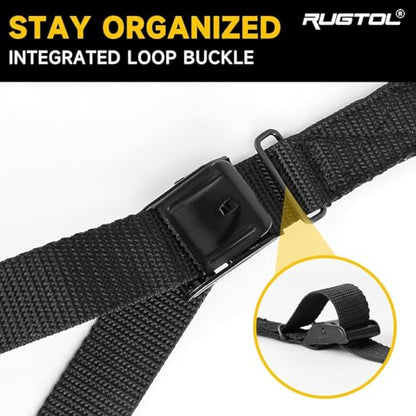 Rugtol Lashing Strap, 1 Inch x 12 Feet Cinch Straps with Adjustable Buckles, 550lb Heavy Duty Secure Straps Easy Pull Tight or Release Black Cargo Tie Down Straps for Kayak Motorcycle Luggage, 12 Pack - size: 1'' x 12FT - 12 Pack