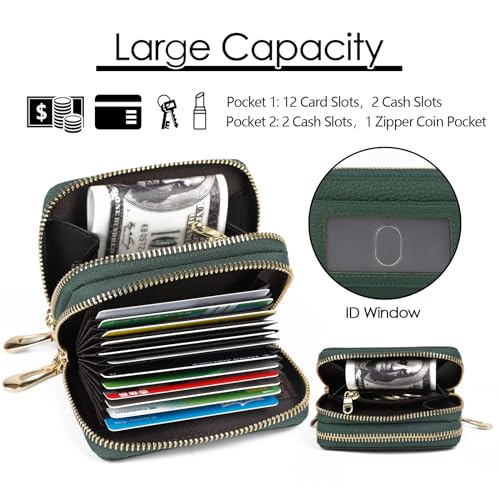 imeetu RFID Credit Card Holder, Small Card Wallet Women, Leather Card Case - color: Max - Green, size: Max