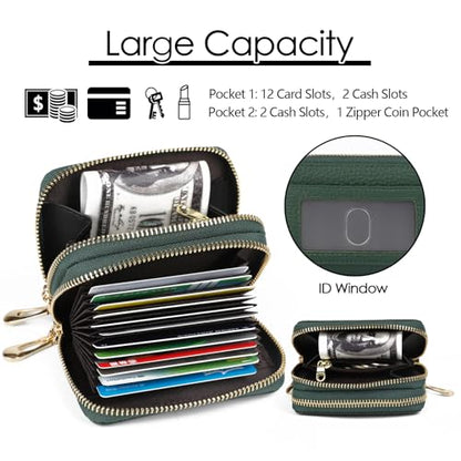 imeetu RFID Credit Card Holder, Small Card Wallet Women, Leather Card Case - color: Max - Green, size: Max