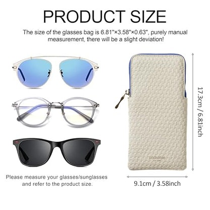 Cockatoo Portable Glasses Case, Drop-Resistant Eyewear Storage Pouch, Slim Soft Case for Sunglasses, with Cleaning Cloth - color: Tofu