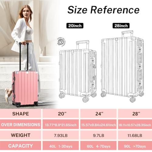 Krute Zipperless Carry On Luggage with Wheels 20 inch Hardshell Suitcase - color: Pink, size: Carry-on (20 Inch)