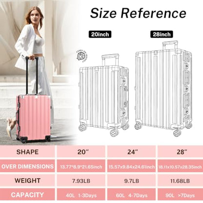 Krute Zipperless Carry On Luggage with Wheels 20 inch Hardshell Suitcase - color: Pink, size: Carry-on (20 Inch)