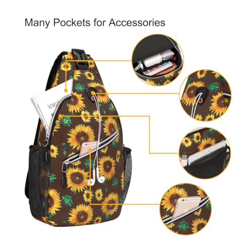MOSISO Crossbody Sling Backpack, Travel Hiking Daypack - color: Brown