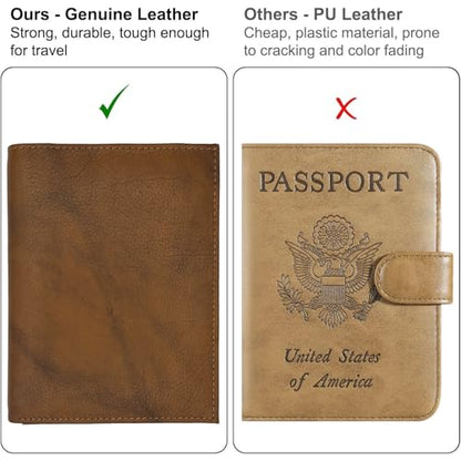 Deluxe Personalized Monogrammed Antique Saddle RFID Leather Passport Wallet - color: Antique Saddle, style: Deluxe