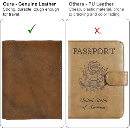 Antique Saddle RFID Genuine Leather Passport Wallet - color: Antique Saddle