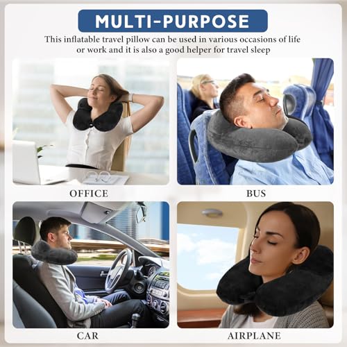 Sintuff 2 Inflatable Neck Pillow Airplane Travel, Blue and Dark Gray - color: Blue and Dark Gray