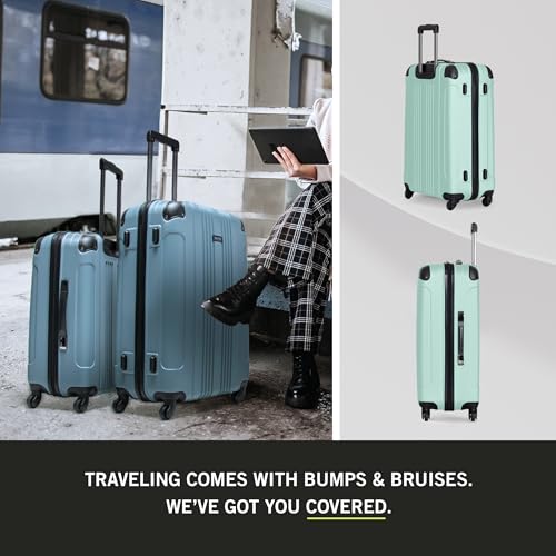 Kenneth Cole REACTION Out of Bounds Lightweight Hardshell 4-Wheel Spinner Luggage, Mint Blue, 20-Inch Carry On - color: Mint Blue, size: 20-Inch Carry On