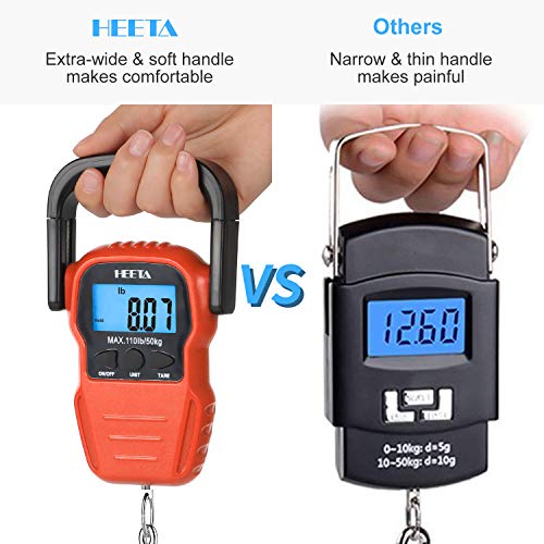 HEETA Fish Scale Digital Fishing Luggage Weight Scale with Measuring Tape - color: Orange