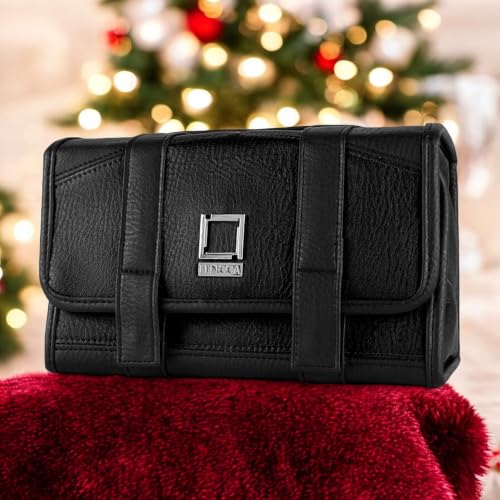 Vangoddy Compact Leatherette Dopp Kit for Men & Women, Black/Black - color: Black / Black