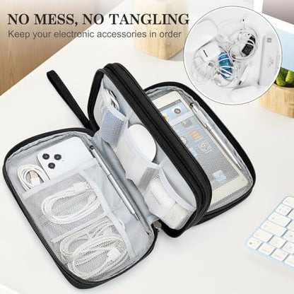 FYY Electronic Organizer, Travel Tech Pouch Bag, Large, Black - color: Black, size: 9.1 x 5.9 x 3.15 inches