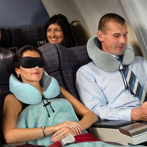 urnexttour Travel Pillow and Blanket Set Neck Pillow Airplane Foam Mint - color: B-blue Green