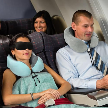 urnexttour Travel Pillow and Blanket Set Neck Pillow Airplane Foam Mint - color: B-blue Green