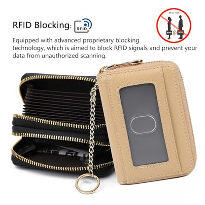 imeetu RFID Credit Card Holder, Small Card Wallet Women, Leather Card Case - color: Max - Khaki, size: Max