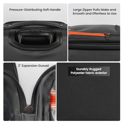 Suitcases w/Wheels 32 inch Luggage,Large Softside Suitcase - color: Black, size: Checked-Extra Large 32-Inch