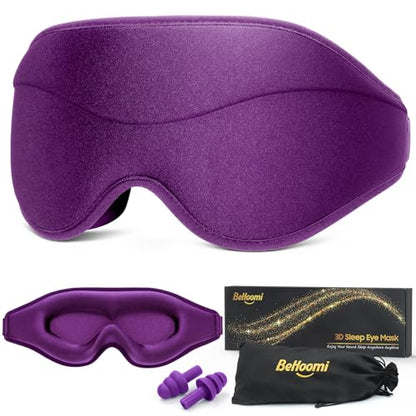 BeHoomi Sleep Mask, Premium Eye Mask for Sleeping, 3D Ergonomic Designed Sleeping Mask, Upgraded Light Blocking & Blindfold Sleep Masks for Women, Men (Purple) - color: Purple