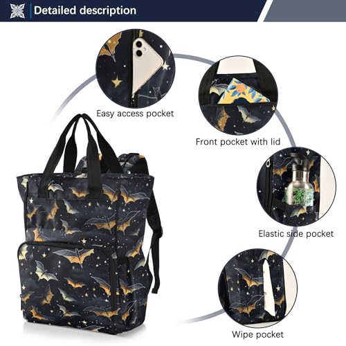 MNSRUU Diaper Bag Gothic Skull Bat Large Capacity Changing Backpack Multifunction Travel Tote Nappy Bag Baby Diaper Backpack for Mom Dad - color: Skull I 4177
