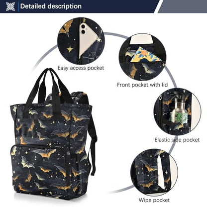 MNSRUU Diaper Bag Gothic Skull Bat Large Capacity Changing Backpack Multifunction Travel Tote Nappy Bag Baby Diaper Backpack for Mom Dad - color: Skull I 4177